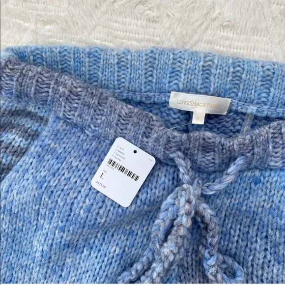 Loveshackfancy blue knit blossom pants NWT